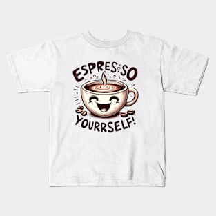 Smiling Espresso Cup Art -   Express yourself | espresso yourself Kids T-Shirt